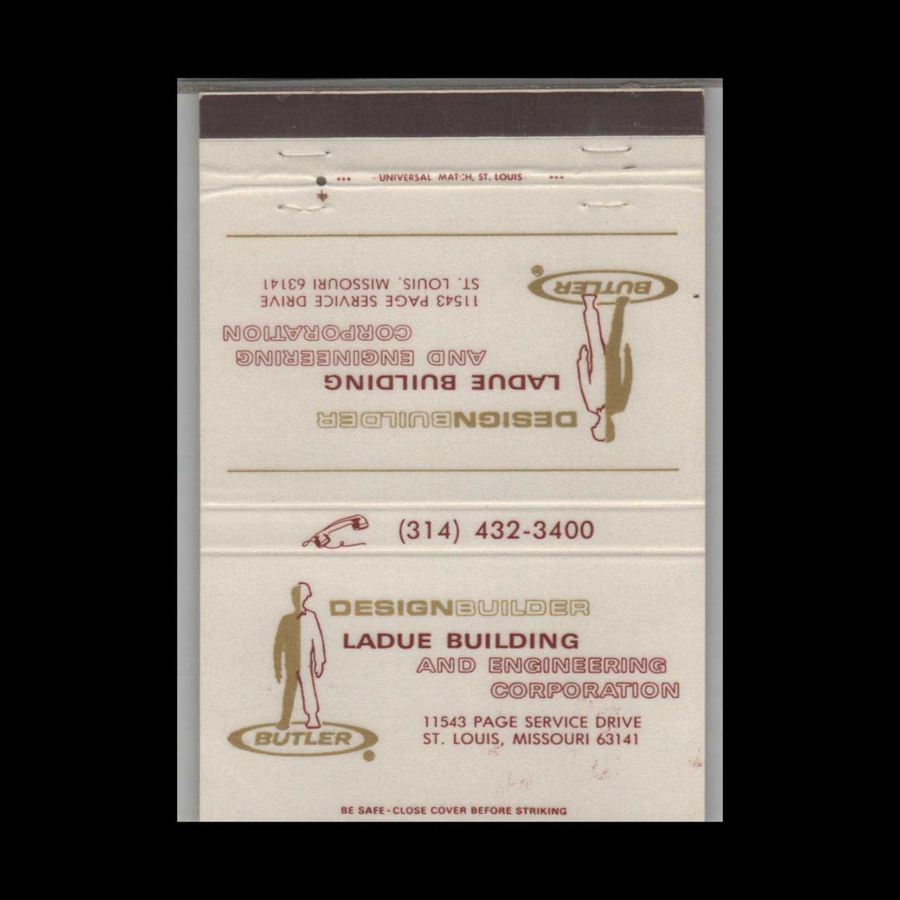 Butler Design Builder St Louis MO Vintage Matchbook Advertising Cover