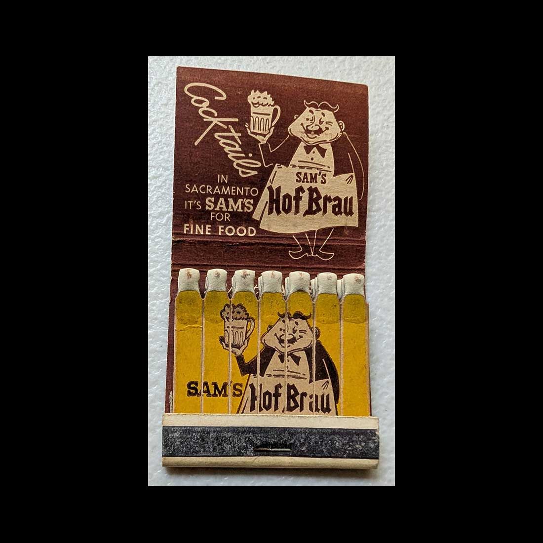Feature Matchbook Full Book Sam&#39;s Hof Brau Sacramento, CA Vintage Matchbook Advertising Cover