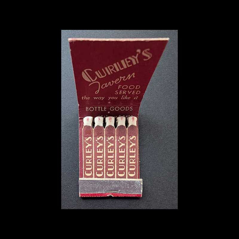 Feature Matchbook Full Book Curley&#39;s Tavern Chicago, IL Vintage Matchbook Advertising Cover