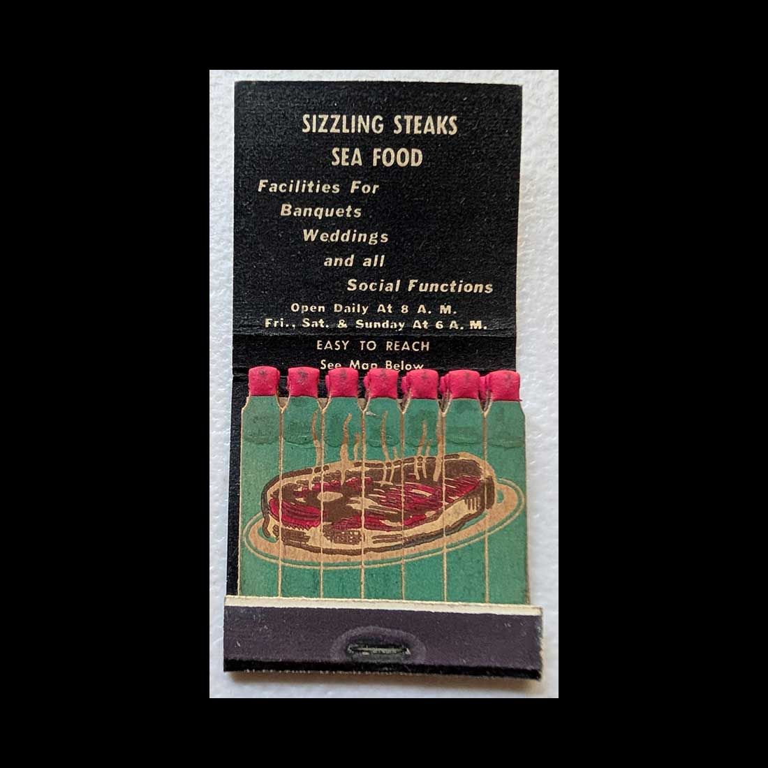 Feature Matchbook Full Book Club Rochelle Restaurant &amp; Bar Rochelle Park, NJ Vintage Matchbook Advertising Cover