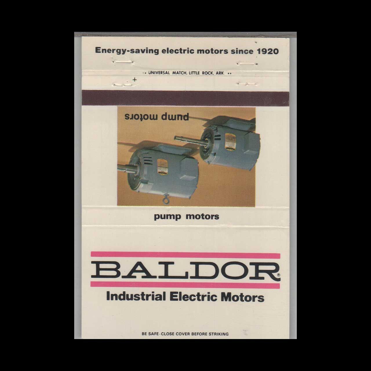 Baldor Industrial Electric Motors #3 Vintage Matchbook Advertising Cover