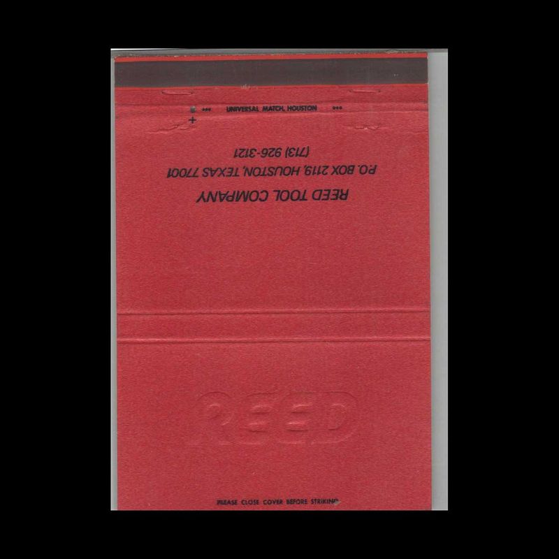 Reed Tool Company Houston TX Vintage Matchbook Advertising Cover