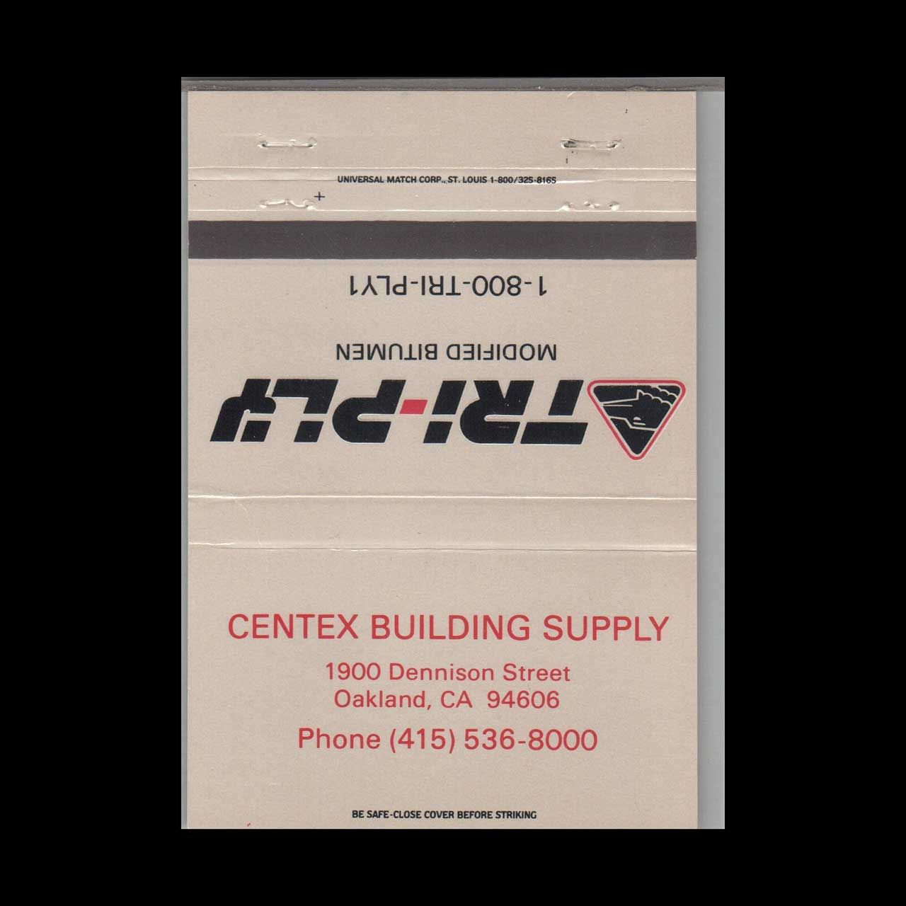 Centex Building Supply Oakland CA Vintage Matchbook Advertising Cover