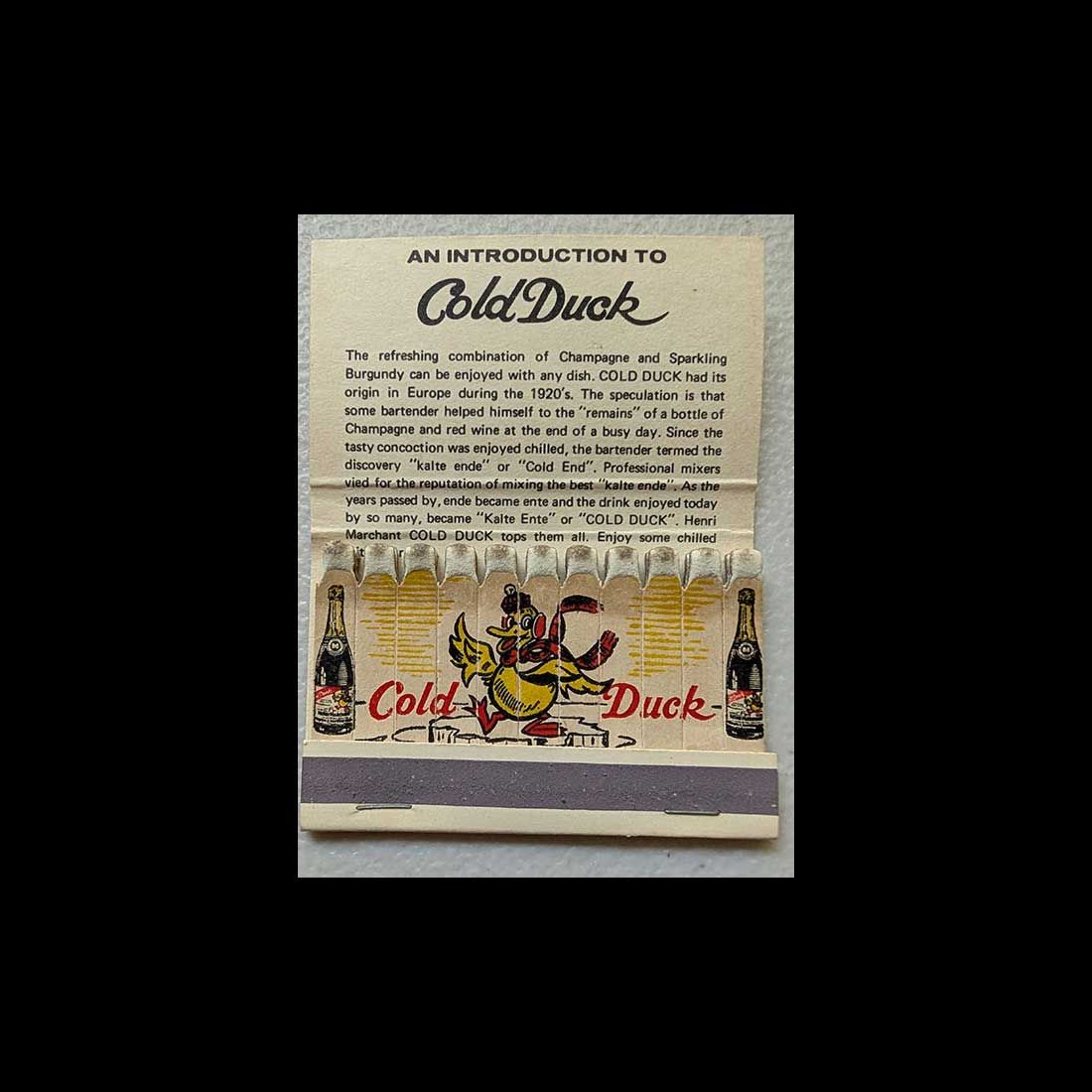 Feature Matchbook Full Book Cold Duck Champagne / Burgundy Combo For Everything Vintage Matchbook Advertising Cover
