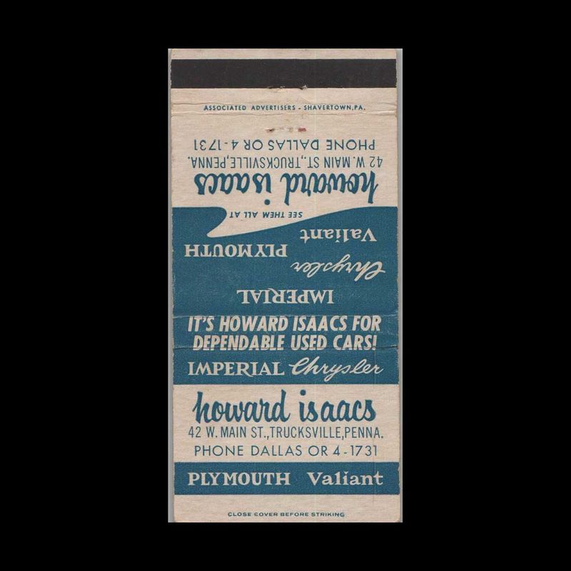 1971 Dodge Coronet Crestwood 4 Door Wagon Vintage Matchbook Advertising Cover