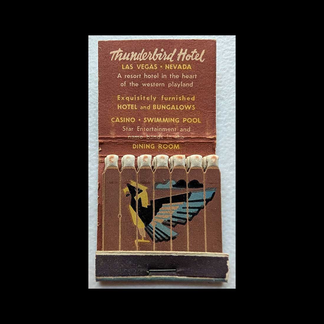 Feature Matchbook Full Book Thunderbird Hotel Las Vegas, NV Vintage Matchbook Advertising Cover