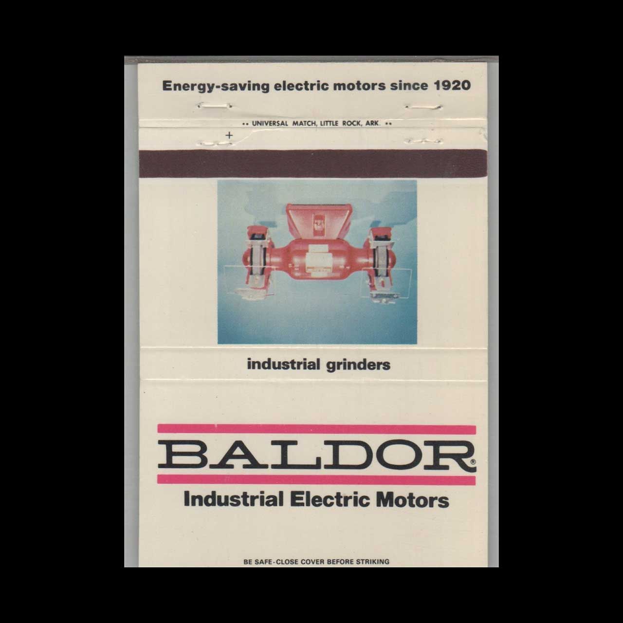 Baldor Industrial Electric Motors #1 Vintage Matchbook Advertising Cover