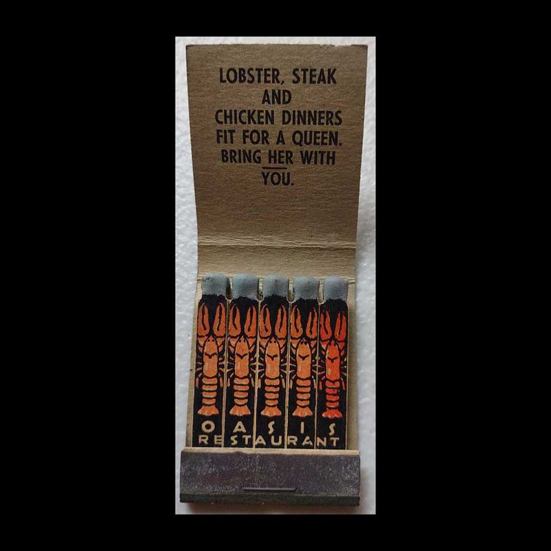 Full Vintage Feature Matchbook Oasis Restaurant Milford Turnpike Orange, CT Vintage Matchbook Advertising Cover