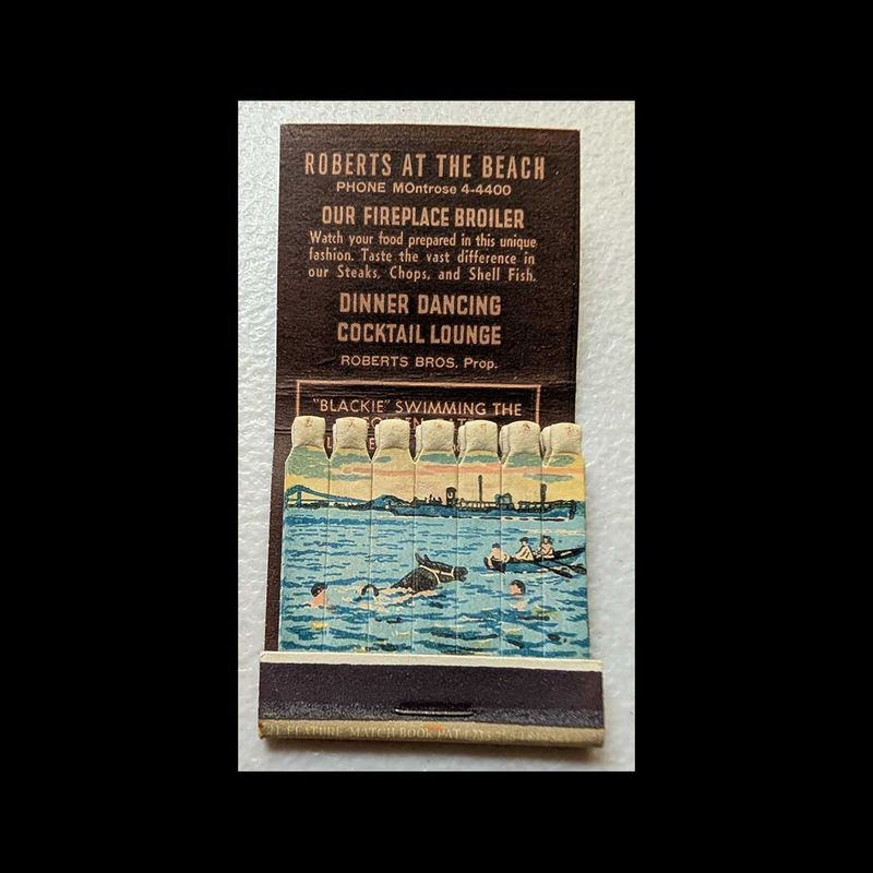 Feature Matchbook Full Book Roberts At The Beach San Francisco, CA Vintage Matchbook Advertising Cover