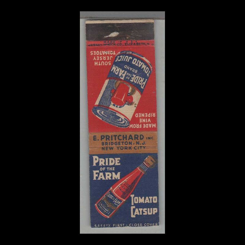 Pride Of The Farm Tomato Catsup Bridgeton, NJ Vintage Matchbook Advertising Cover