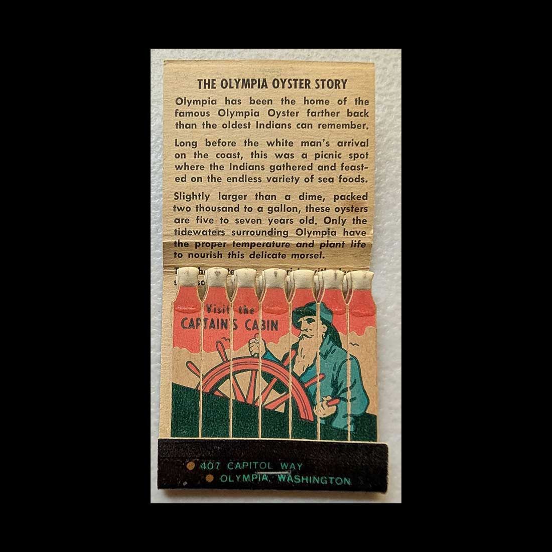 Feature Matchbook Full Book The Crane Cafe Olympia, WA Vintage Matchbook Advertising Cover