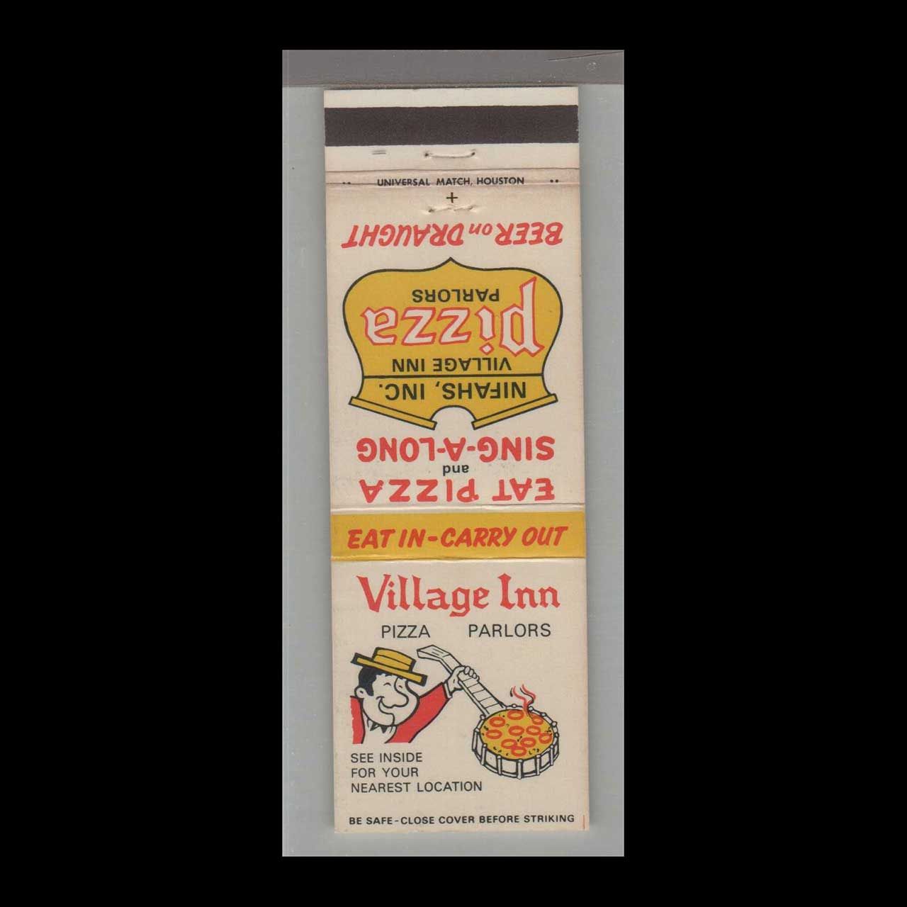 Pizza Place - Village Inn Pizza Parlors Webster, TX Vintage Matchbook Advertising Cover
