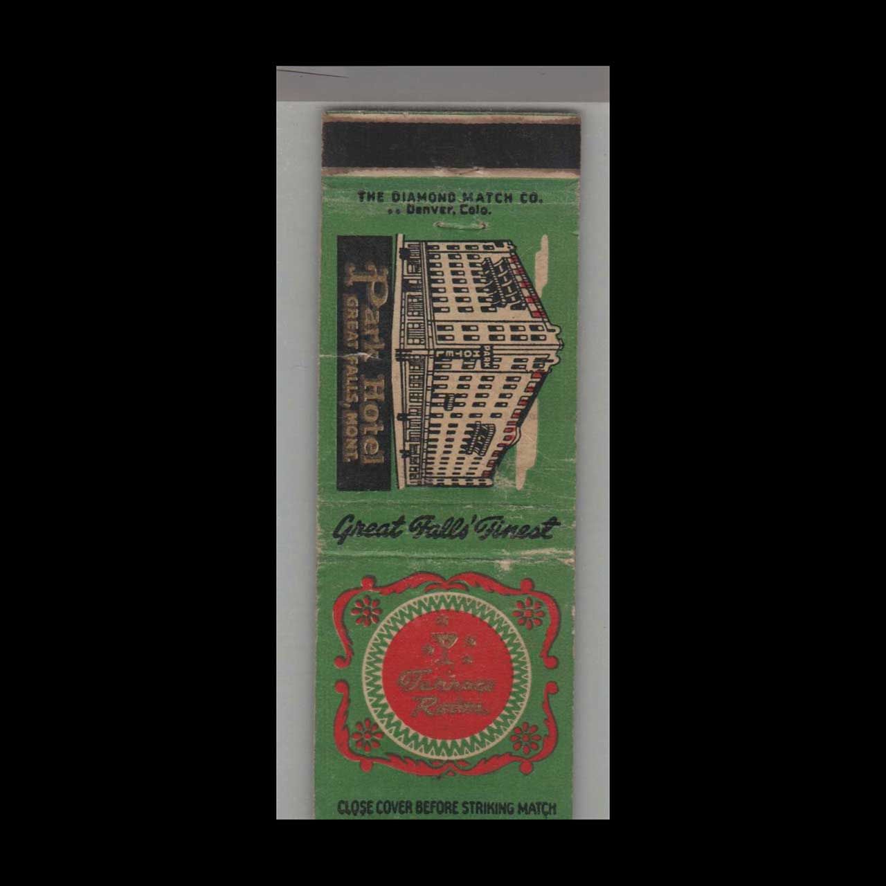 Park Hotel Great Falls, MT Vintage Matchbook Advertising Cover