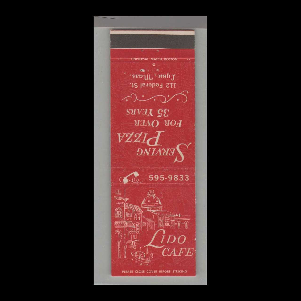 Pizza Place - Lido Café Lynn, MA Vintage Matchbook Advertising Cover