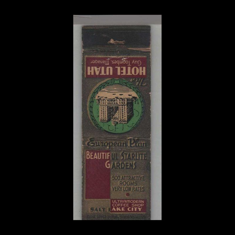 Hotel Utah Salt Lake City, UT Vintage Matchbook Advertising Cover