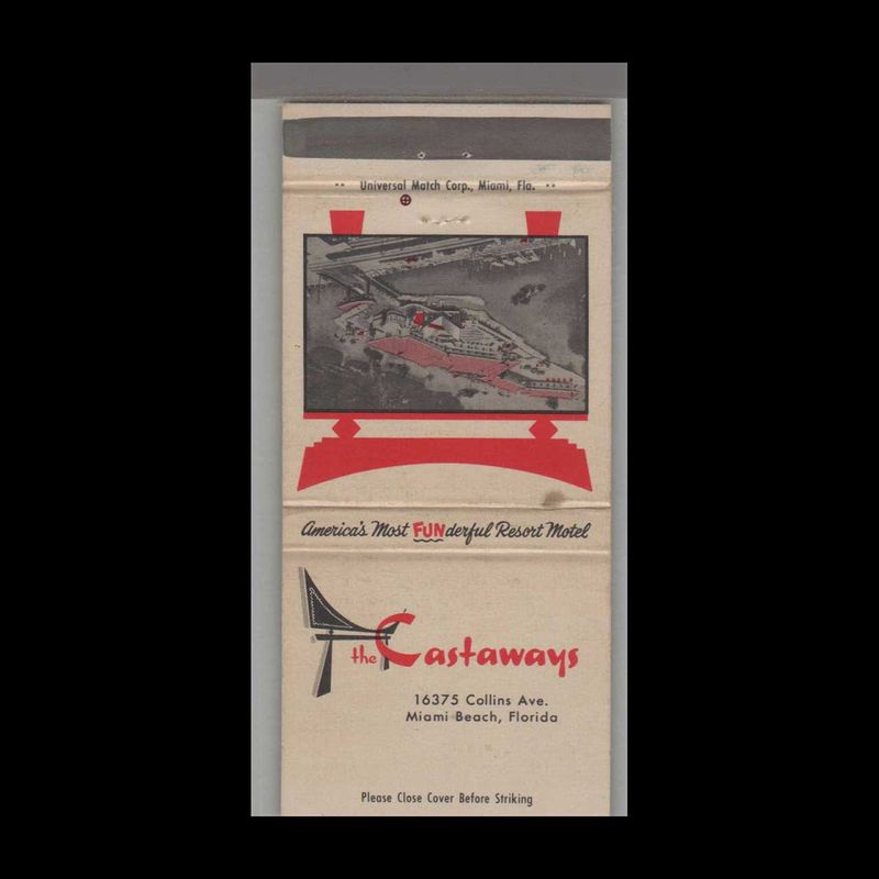 The Castaways Resort Motel Miami Beach, FL Vintage Matchbook Advertising Cover