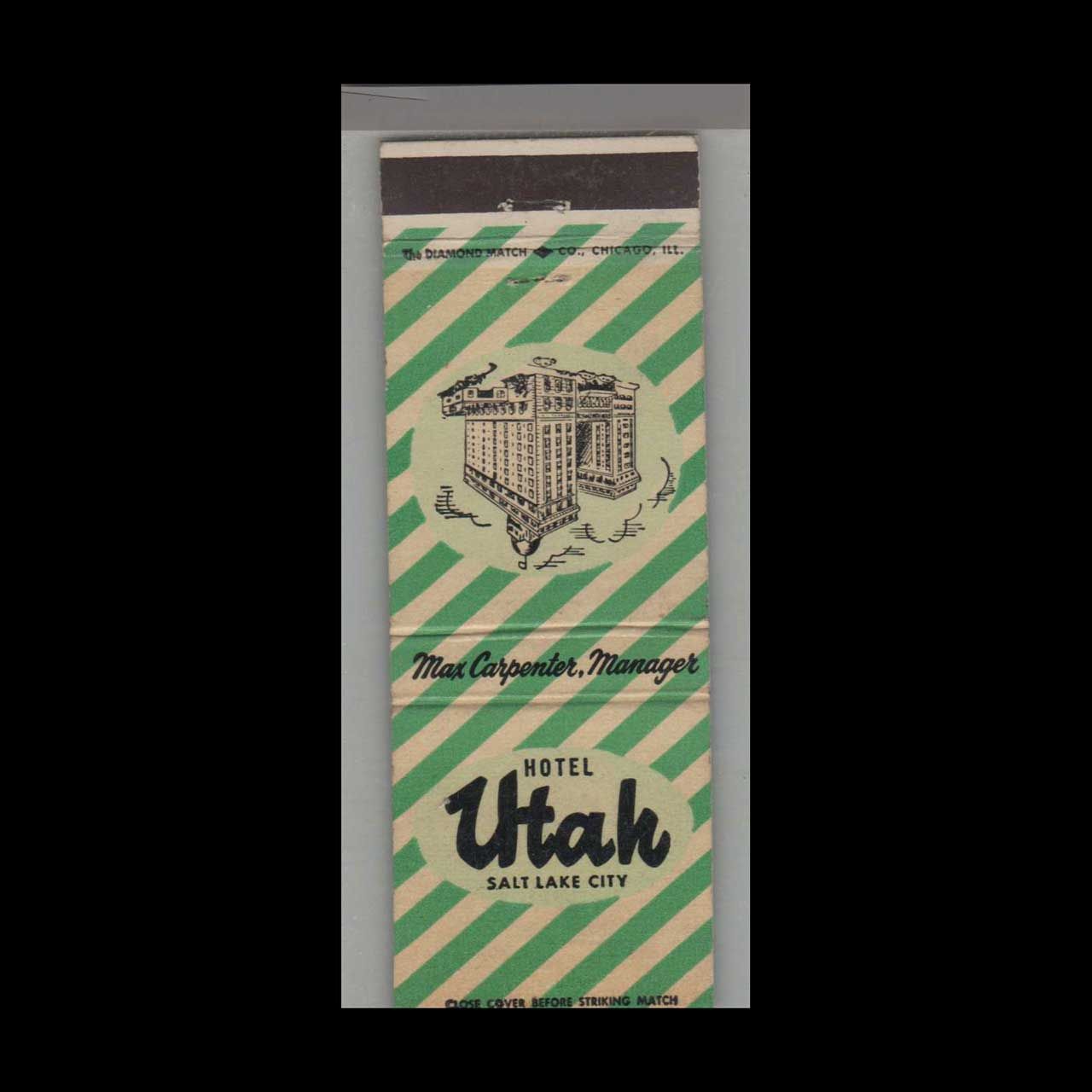 Hotel Utah Salt Lake City, UT Vintage Matchbook Advertising Cover
