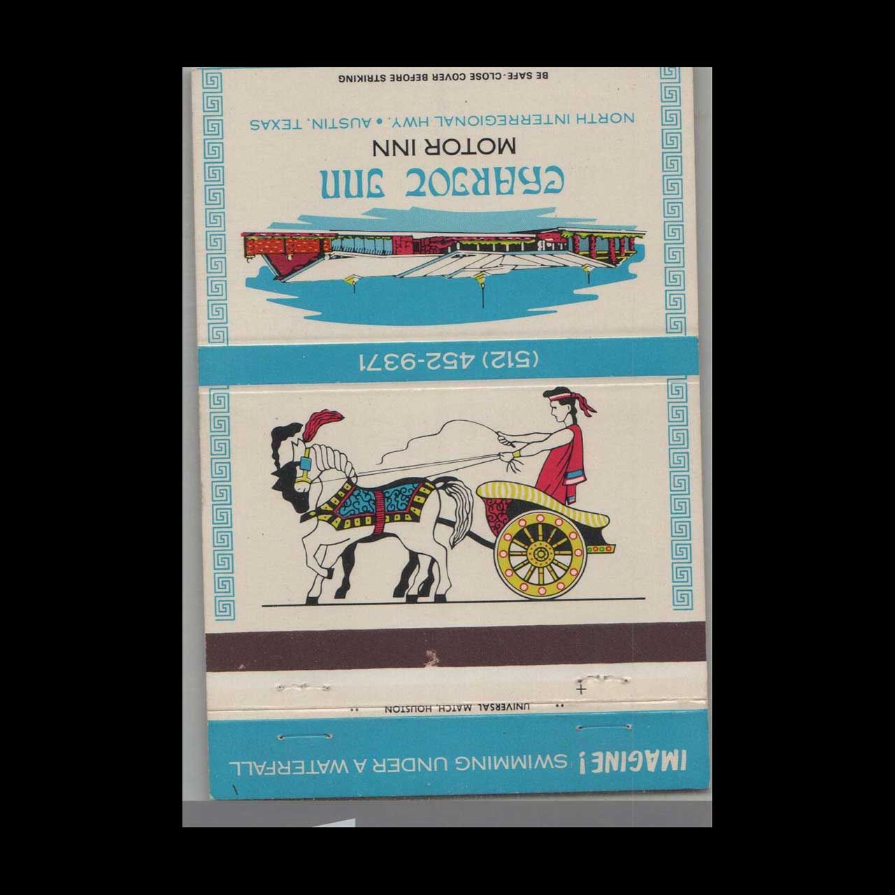 Chariot Inn Motor Hotel Austin, TX Vintage Matchbook Advertising Cover