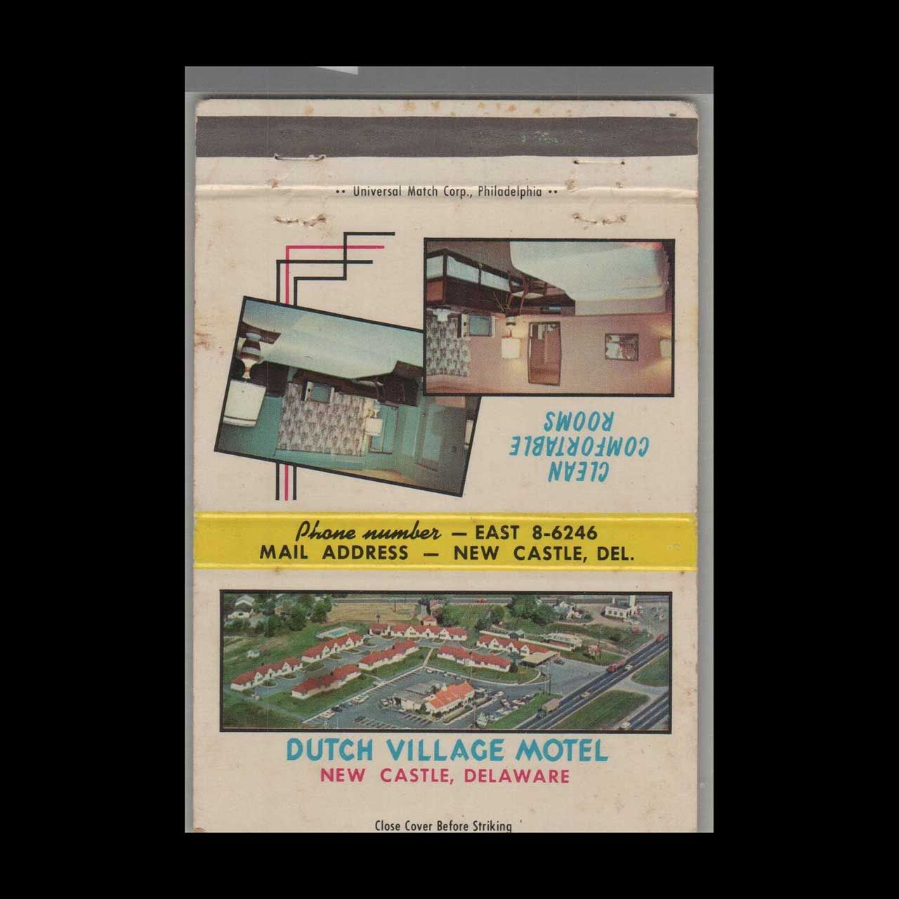 Dutch Village Motel New Castle, DE Vintage Matchbook Advertising Cover