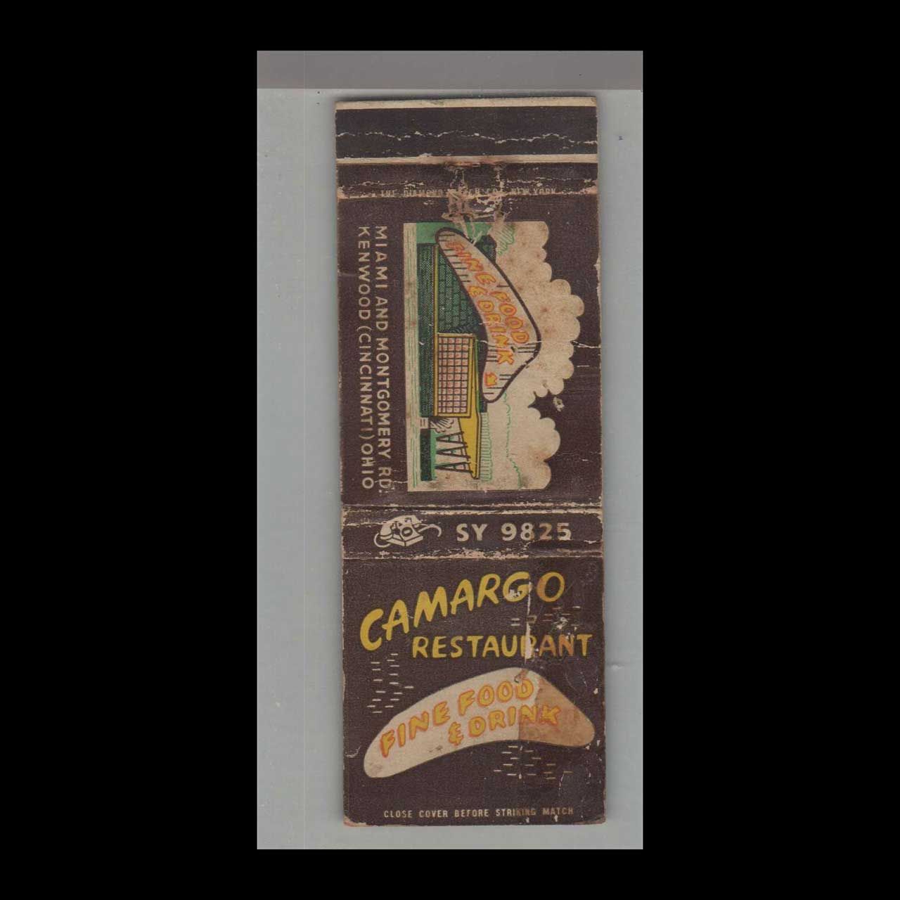 Camargo Restaurant Cincinnati, OH Vintage Matchbook Advertising Cover
