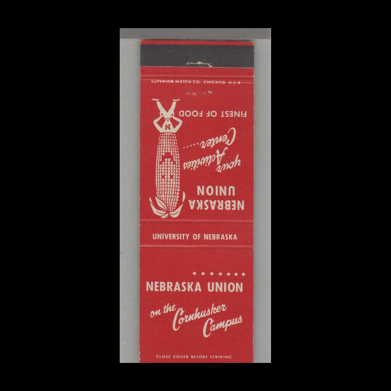 Nebraska Union Restaurant University of Nebraska Vintage Matchbook Advertising Cover