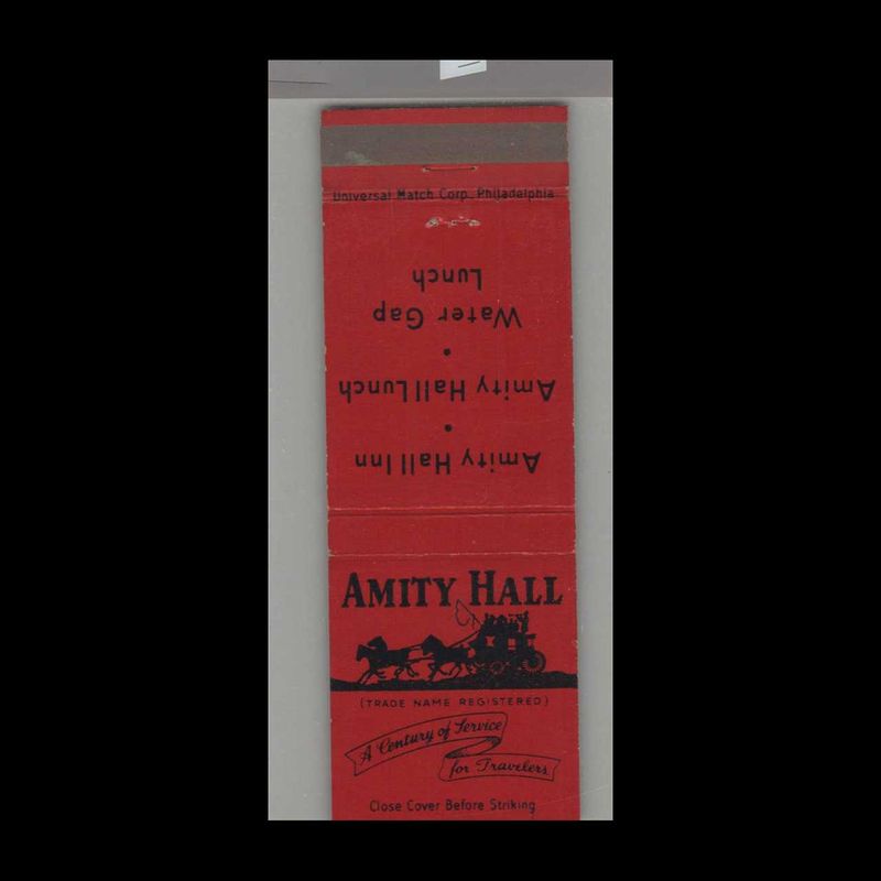 Amity Hall Lunch Philadelphia, PA Vintage Matchbook Advertising Cover