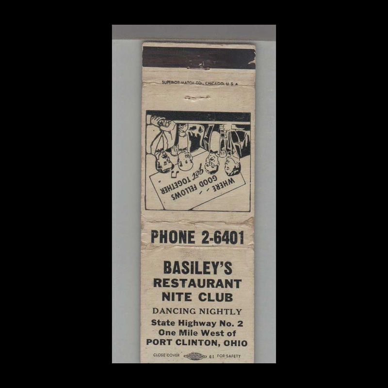 Basiley&#39;s Restaurant &amp; Nite Club Port Clinton, OH Vintage Matchbook Advertising Cover