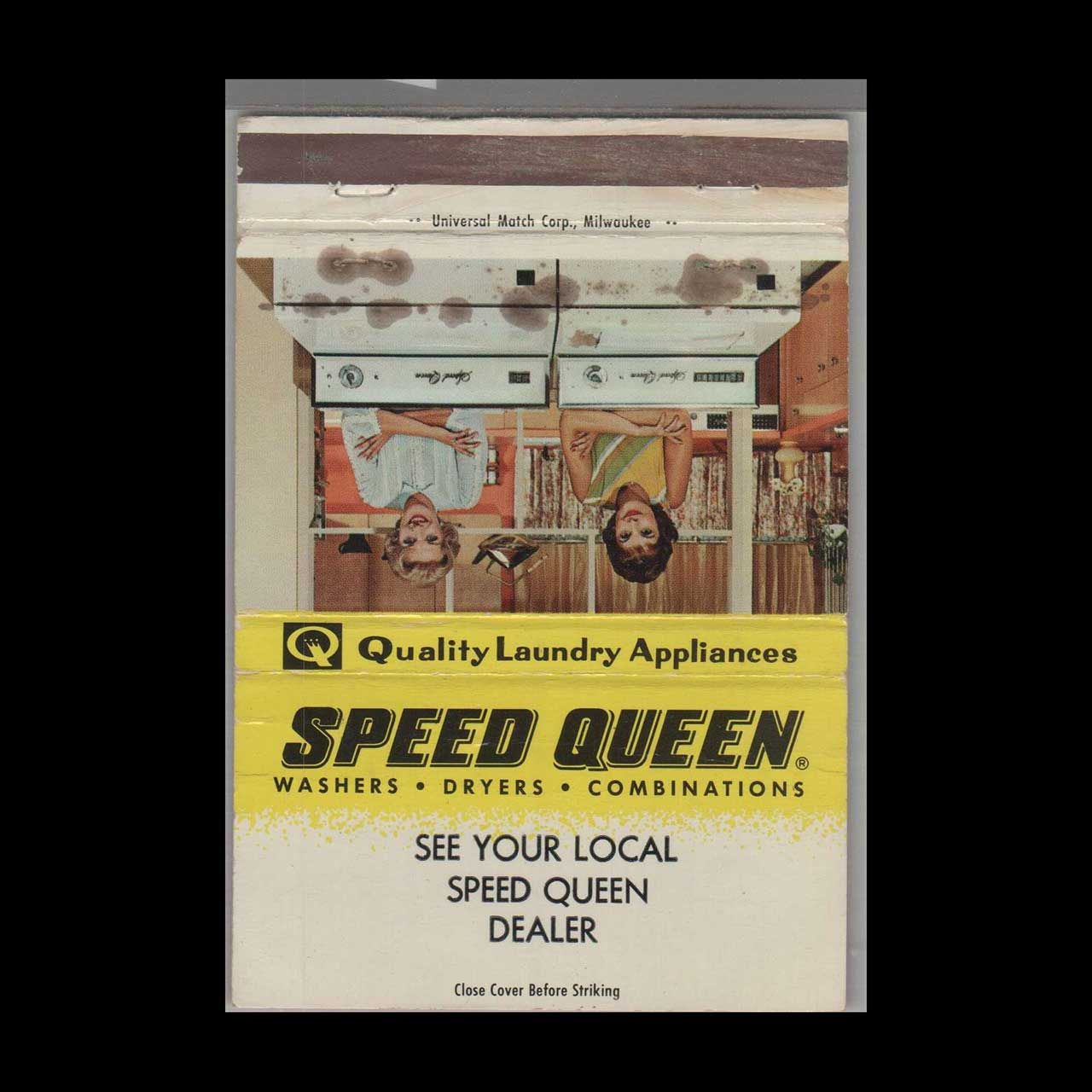 Speed Queen Washer &amp; Dryer Quality Laundry Applian Vintage Matchbook Advertising Cover
