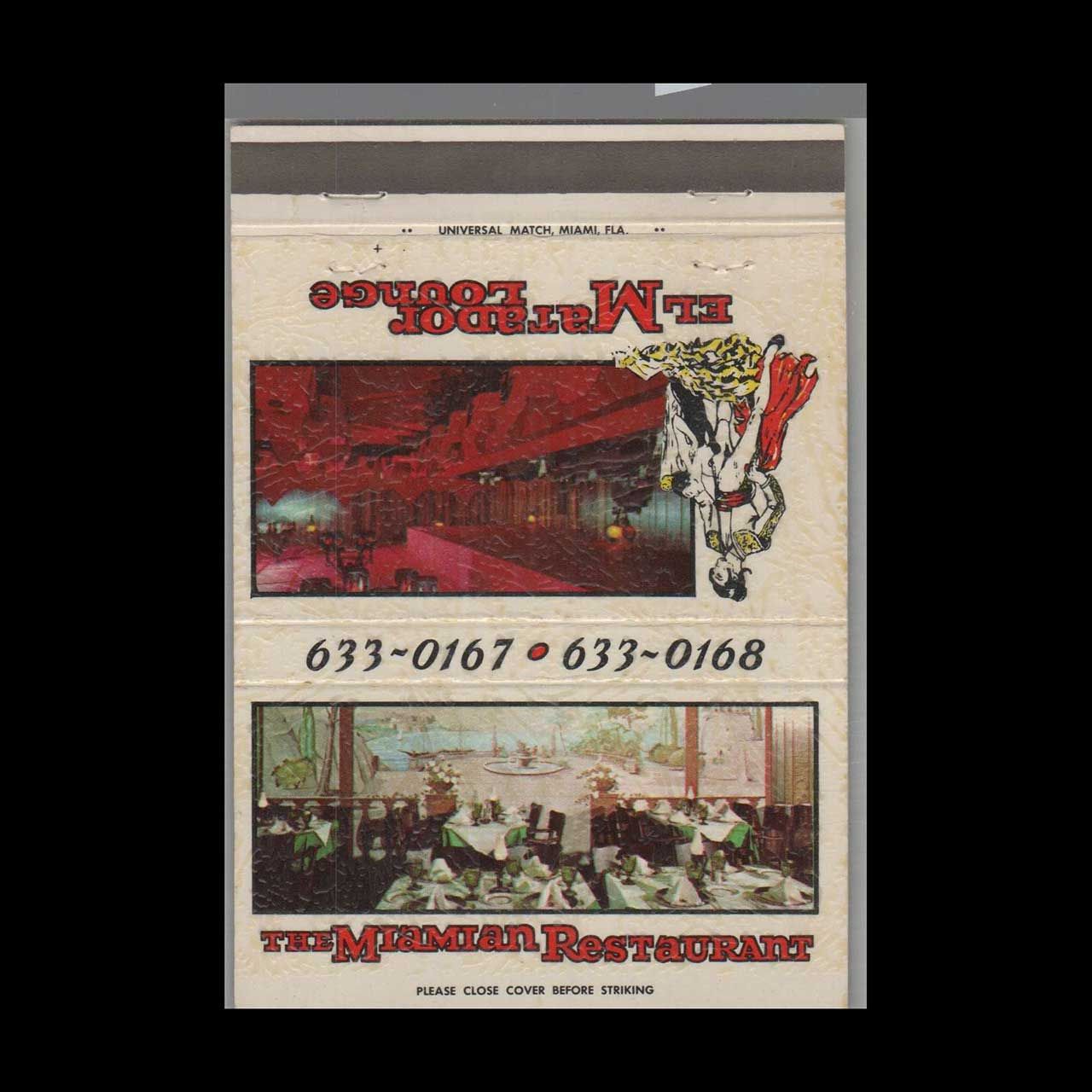 The Miamian Restaurant Miami, FL Vintage Matchbook Advertising Cover