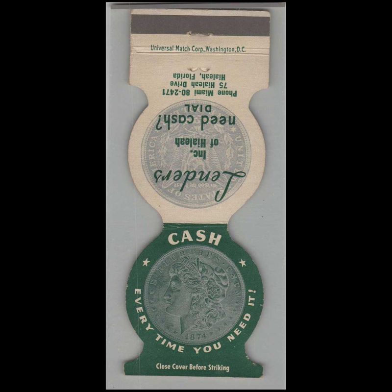 Lenders Inc. of Hialeah, FL Vintage Matchbook Advertising Cover