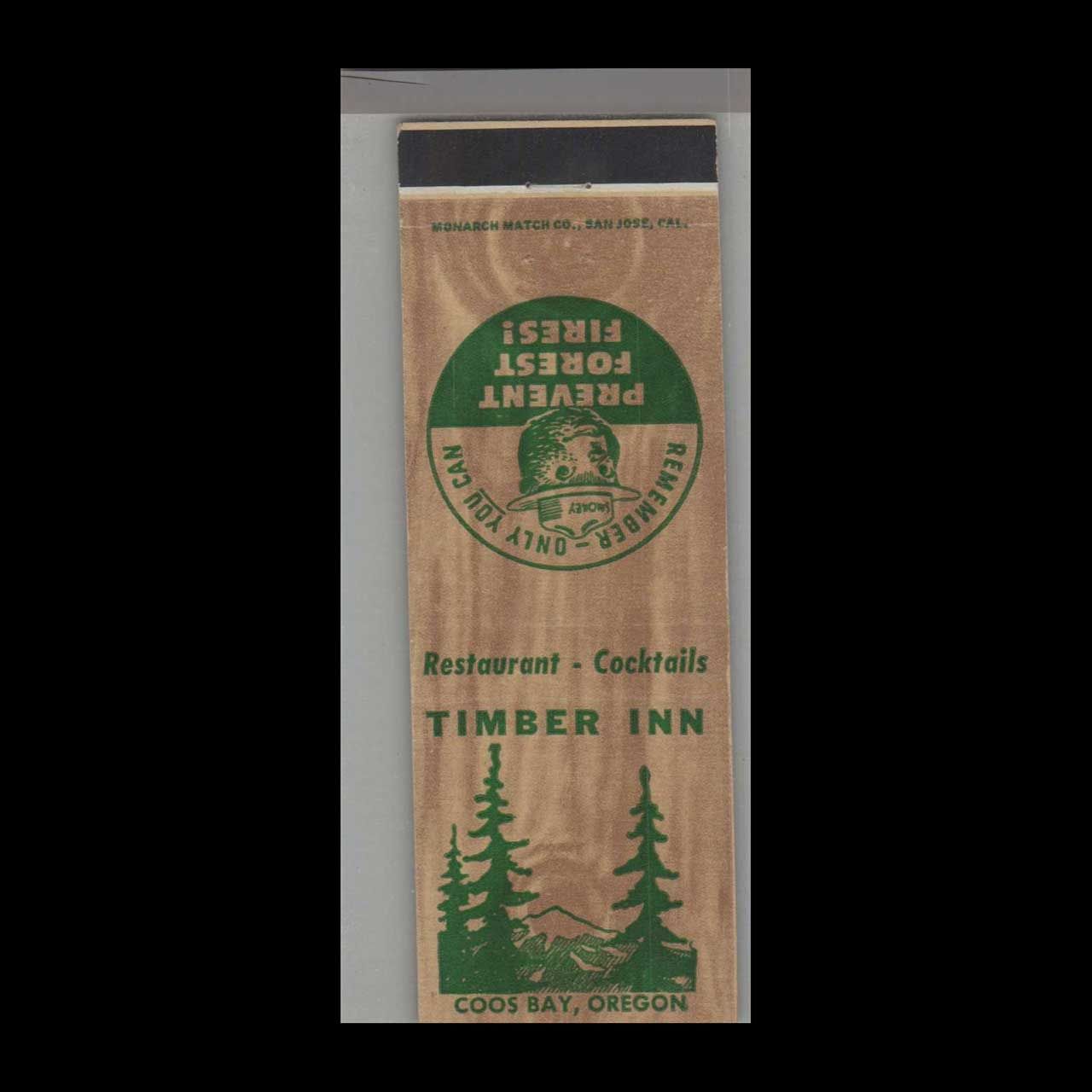 Timber Inn Coos Bay, OR Vintage Matchbook Advertising Cover