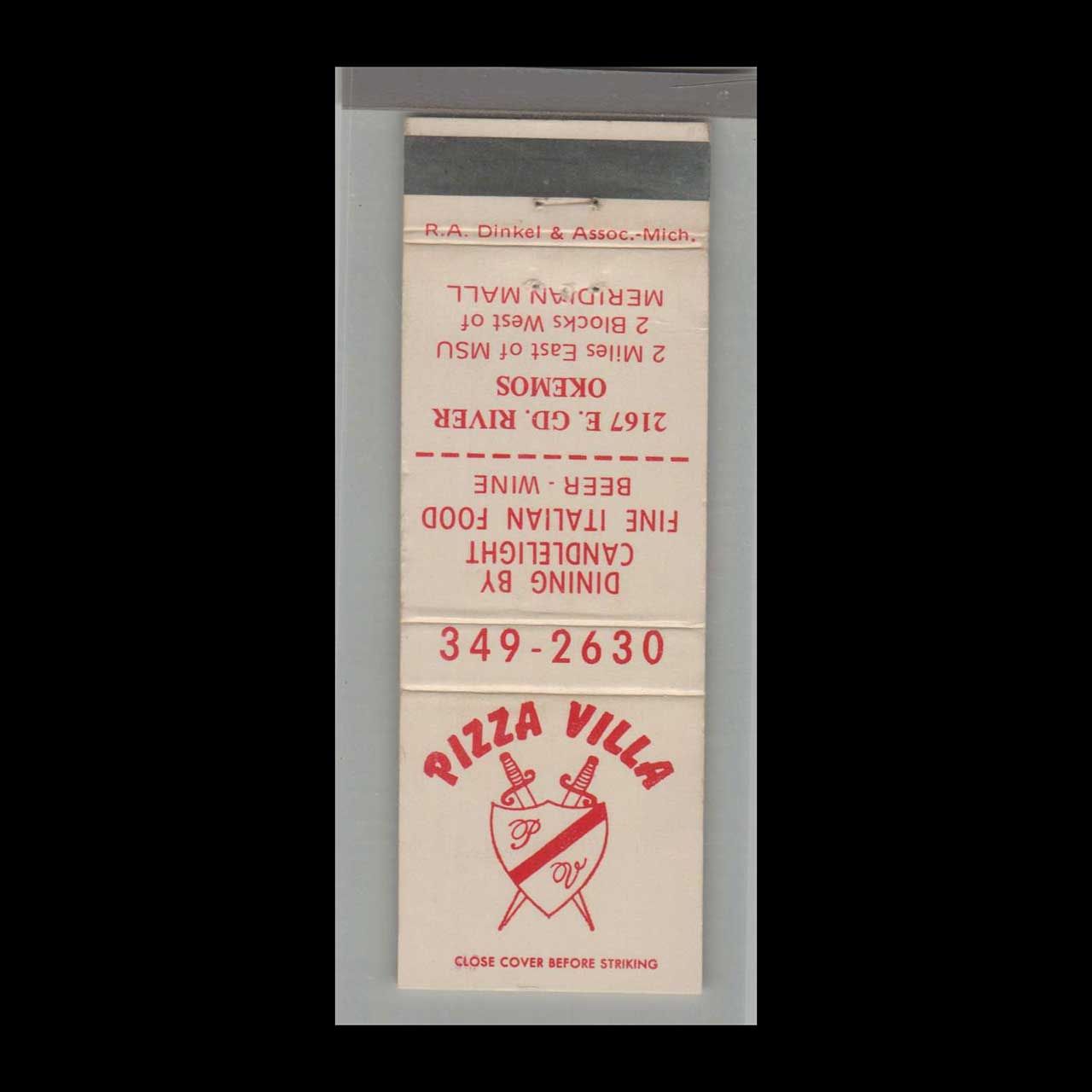 Pizza Place - Pizza Villa Okemos, MI Vintage Matchbook Advertising Cover