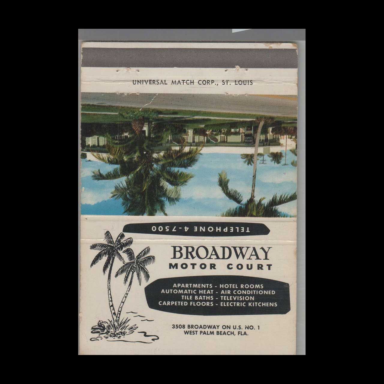 Broadway Motor Court West Palm Beach, FL Vintage Matchbook Advertising Cover