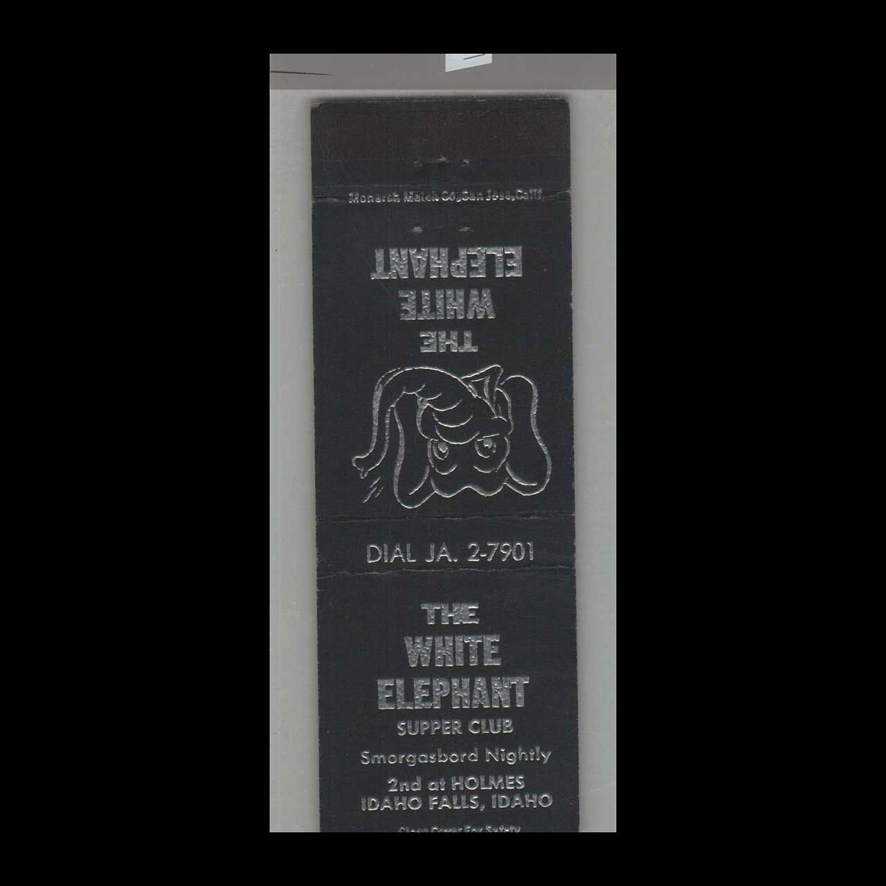 Elephant - The White Elephant Supper Club Idaho Falls, ID Vintage Matchbook Advertising Cover