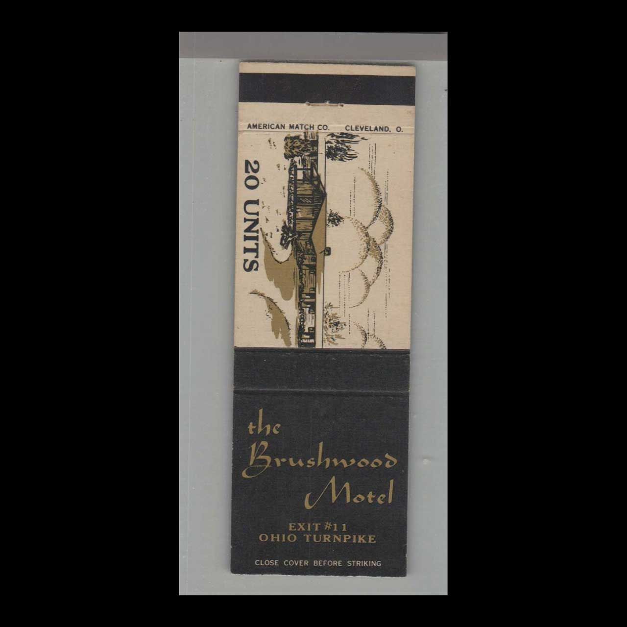 Brushwood Motel Ohio Turnpike Exit 1 Vintage Matchbook Advertising Cover