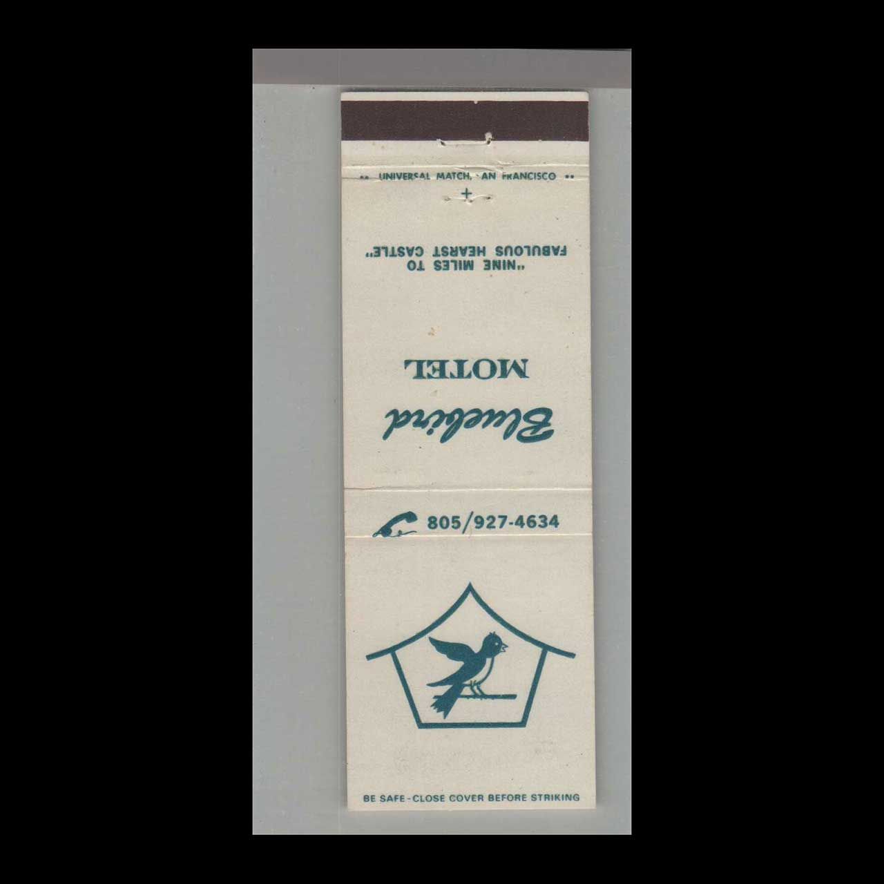 Bluebird Motel Hearst Castle California Vintage Matchbook Advertising Cover