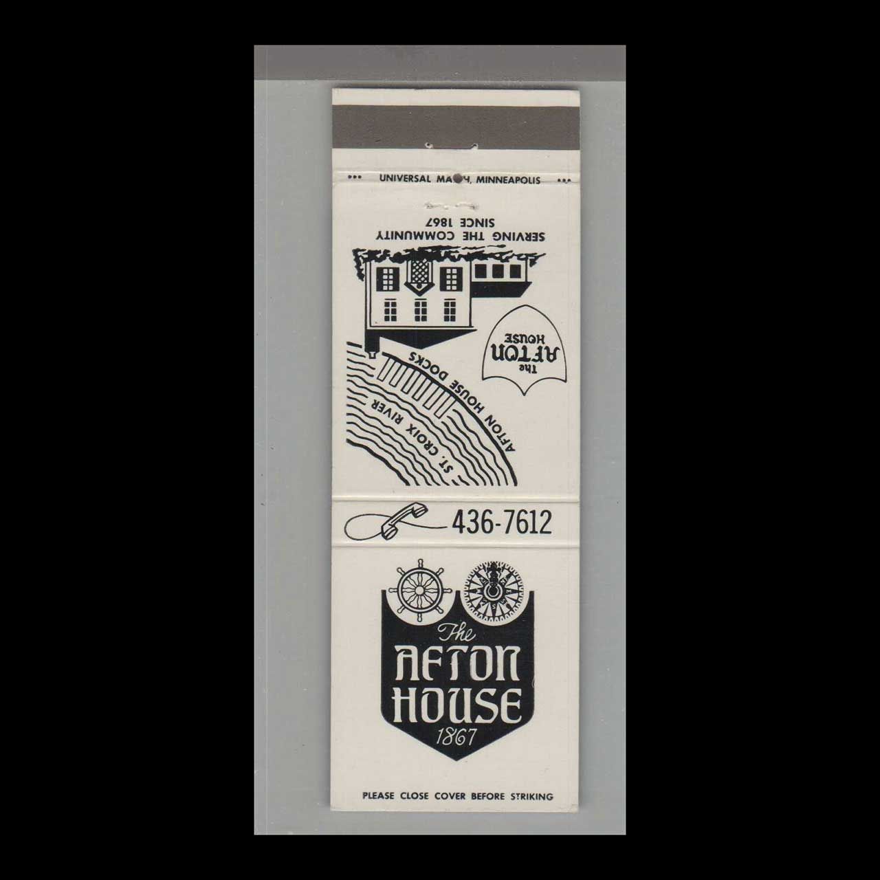 Telephone Pic - The Afton House 1867 Afton, MN Vintage Matchbook Advertising Cover