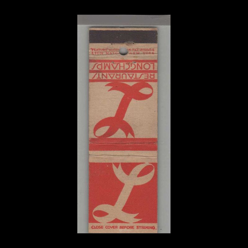 Longchamps Restaurant New York, NY Vintage Matchbook Advertising Cover