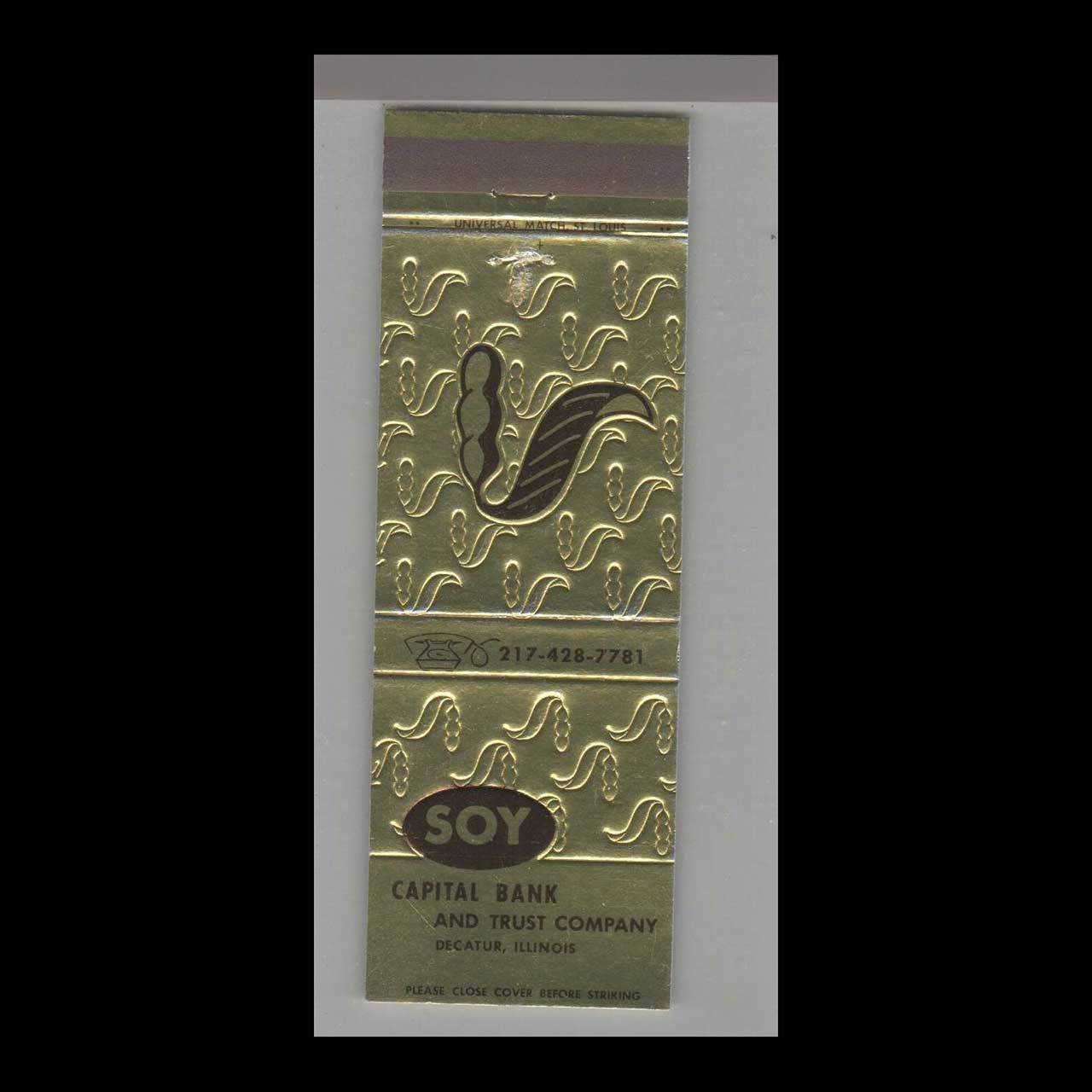 Capital Bank &amp; Trust Co. Decatur, IL Vintage Matchbook Advertising Cover