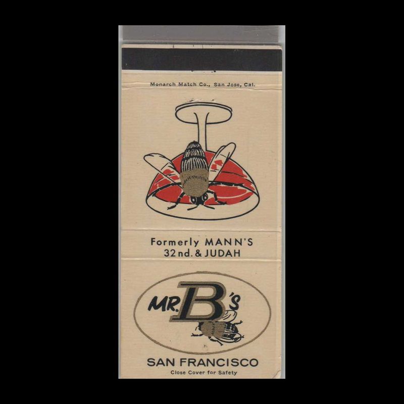 Mr. B&#39;s Restaurant San Francisco, CA Vintage Matchbook Advertising Cover