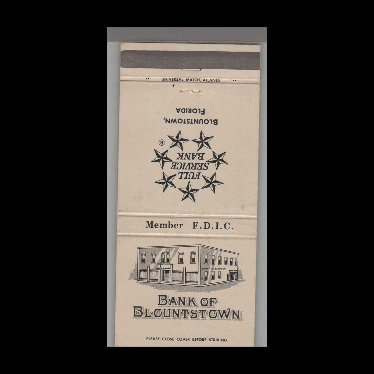 The Bank Of Blountstown, FL Vintage Matchbook Advertising Cover