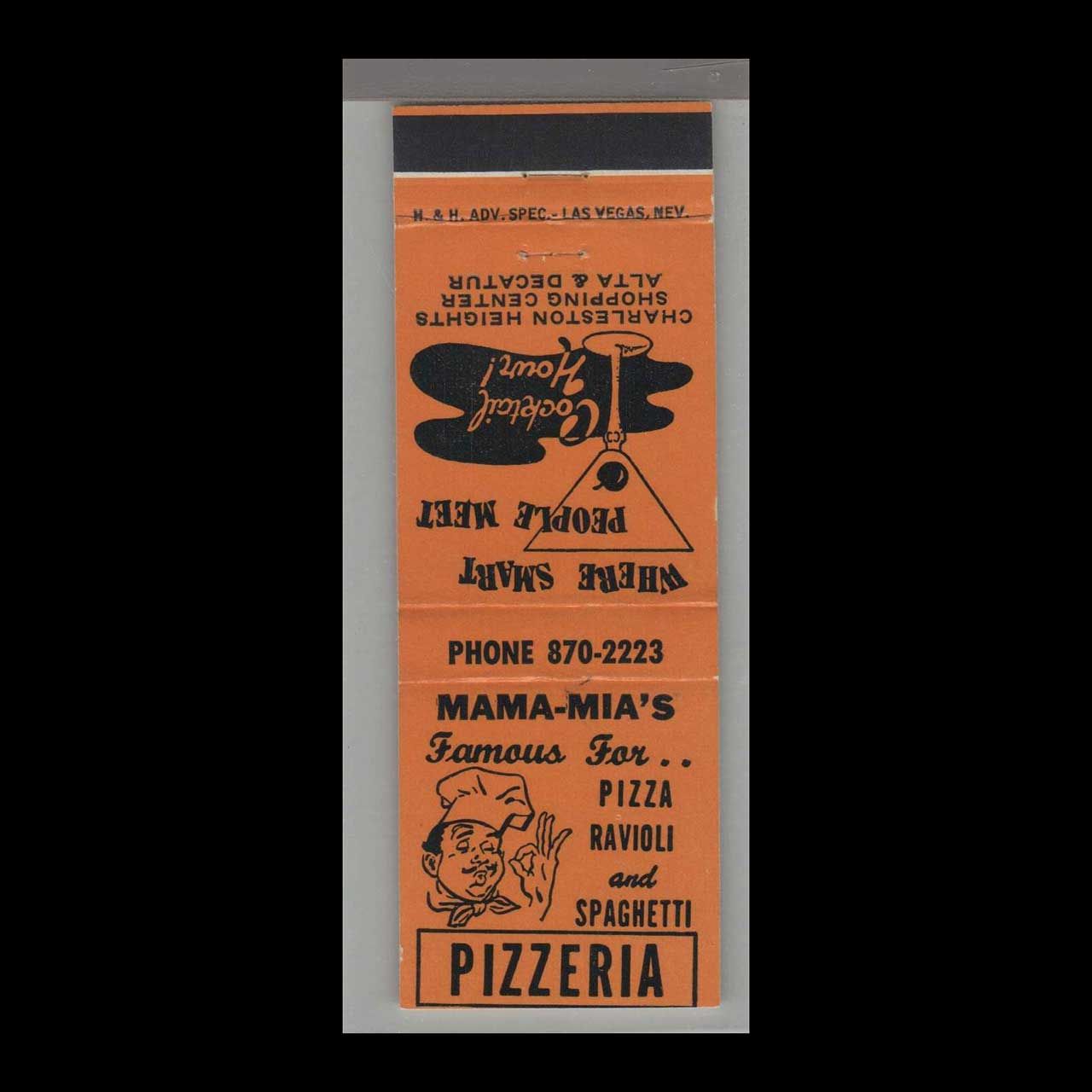 Pizza Place - Mama - Mia&#39;s Pizzeria Charleston Heights Vintage Matchbook Advertising Cover