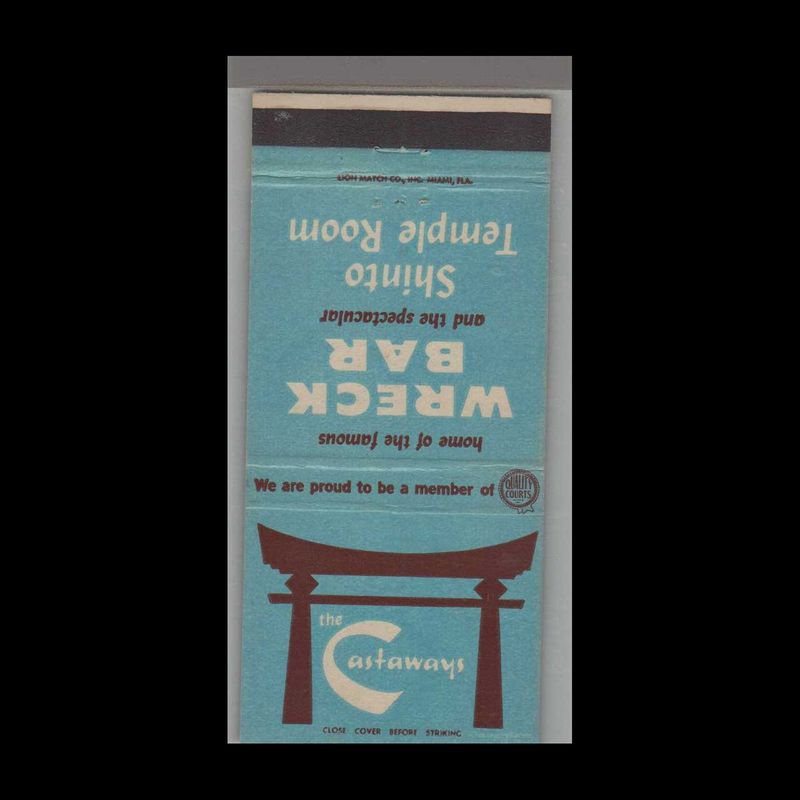 The Castaways Wreck Bar Miami Beach, FL Vintage Matchbook Advertising Cover