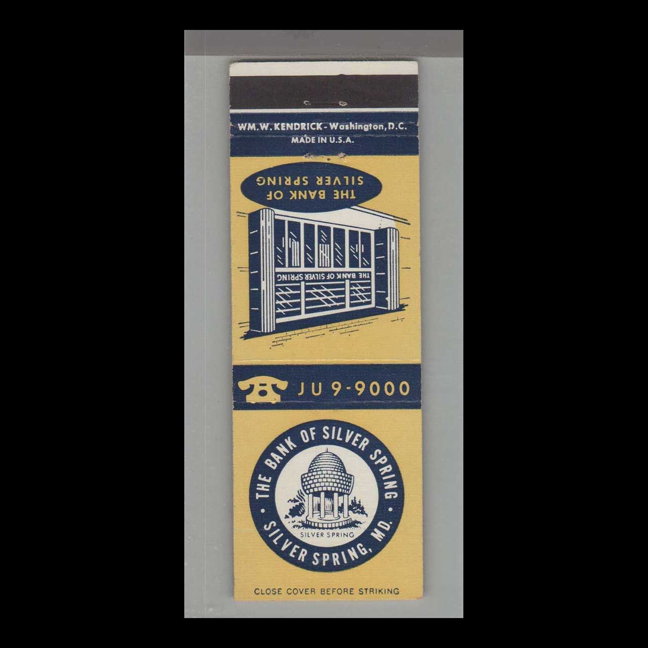 Telephone Pic - The Bank of Silver Spring, MD Vintage Matchbook Advertising Cover