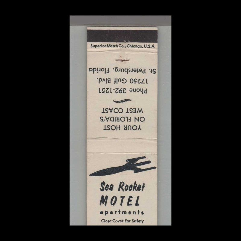 Sea Rocket Motel Apartments St. Petersburg, FL Vintage Matchbook Advertising Cover