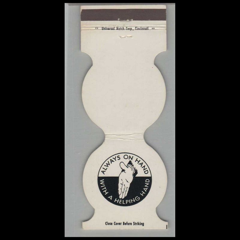 Always On Hand With A Helping Hand Vintage Matchbook Advertising Cover
