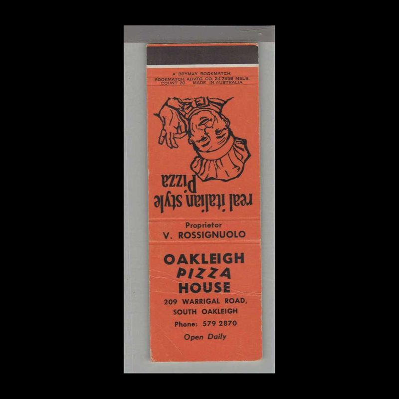 Pizza Place - Oakleigh Pizza House Sough Oakleigh Australia Vintage Matchbook Advertising Cover