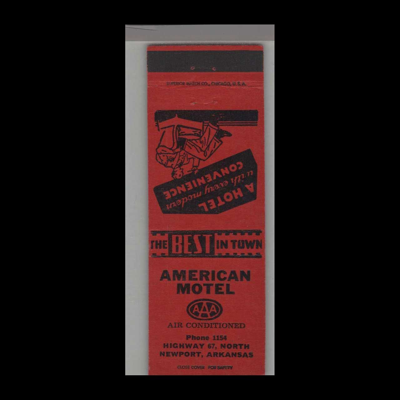 American Motel Newport, AR Vintage Matchbook Advertising Cover