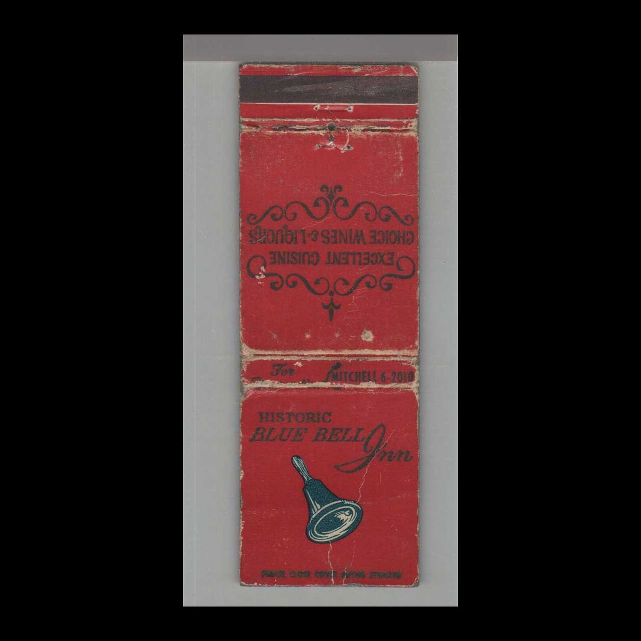 Blue Bell Inn Blue Bell, PA Vintage Matchbook Advertising Cover