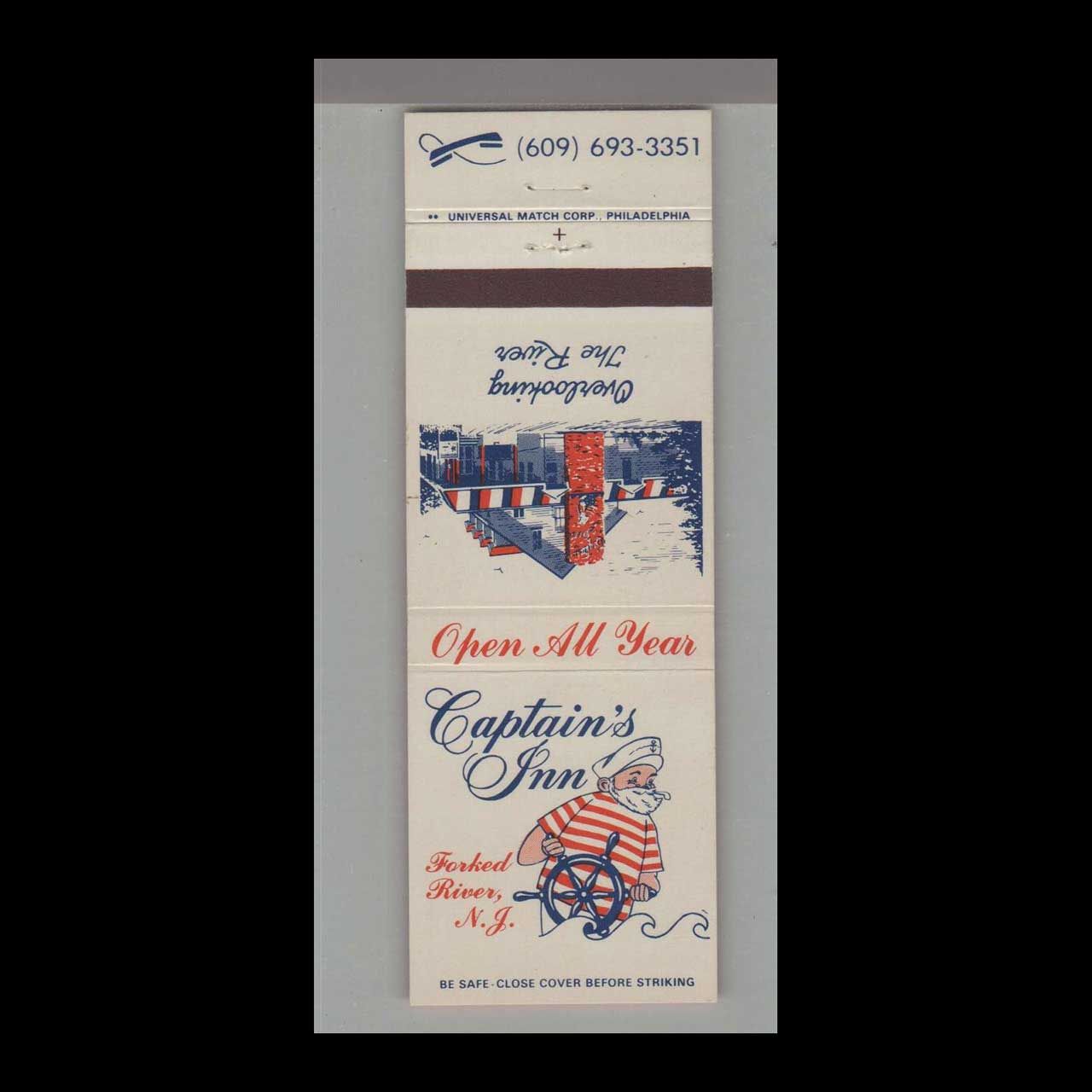 Captain&#39;s Inn Forked River, NJ Vintage Matchbook Advertising Cover